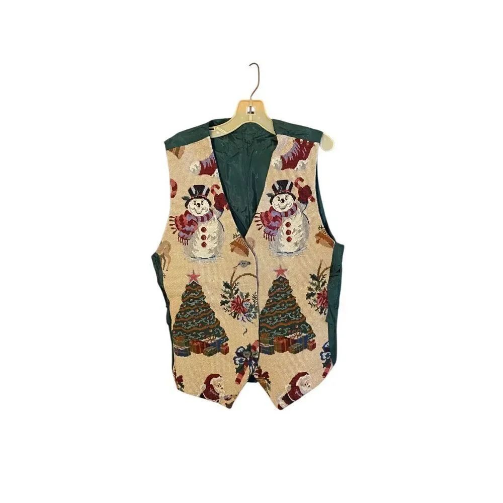 Orvis vintage Childs tapestry winter Christmas vest see measurements for size